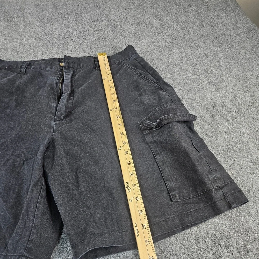 Banana Jack Mens Cargo Shorts Black Ramie Cotton Blend Size 34 Utility Outdoor
